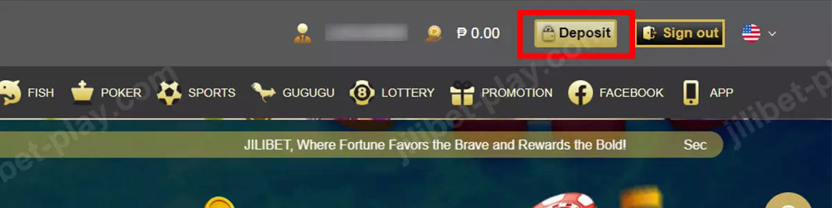 JILIBET Deposit button