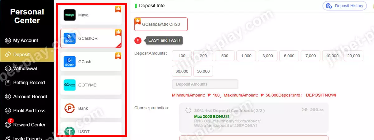 JILIBET payment method