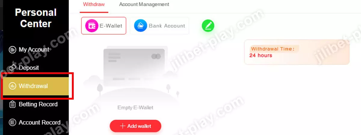 JILIBET Withdraw button